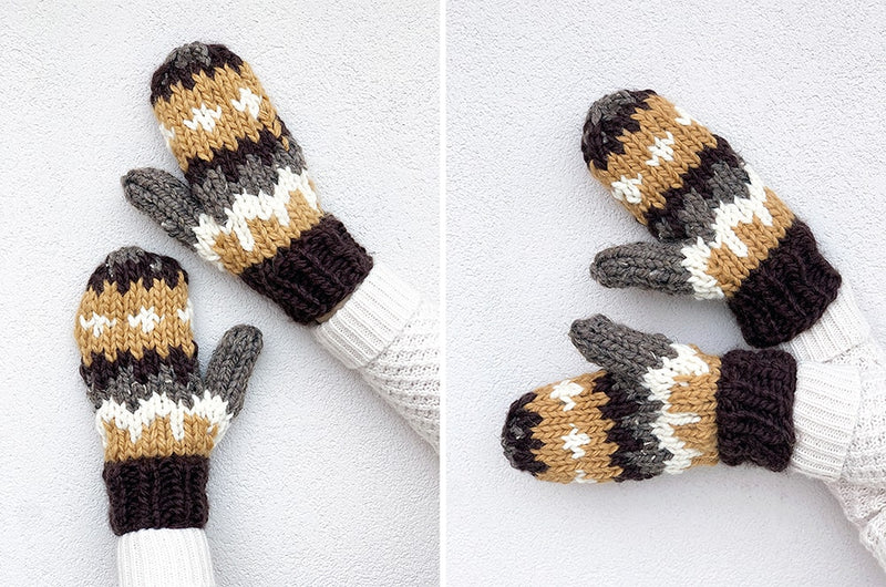 intarsia knitted mittens