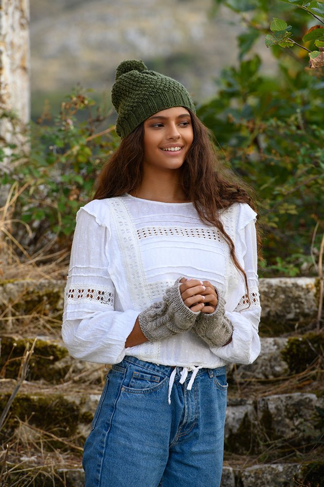 Cable Bobble Fingerless Mittens Pattern - Handy Little Me Shop