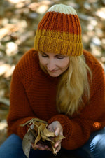 knit hat candy corn colors