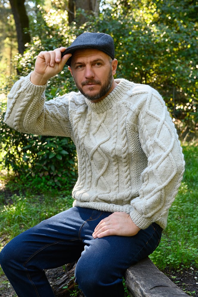 Men's Aran Sweater Knitting Pattern – Handy Little Me Shop
