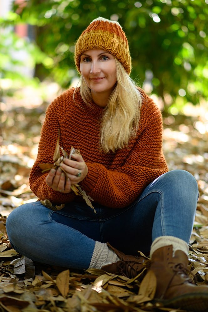 knitted fall hat and sweater