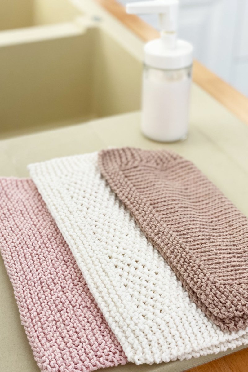 3 x Dishcloth Knitting Patterns - Basic Knitting Stitches - Handy Little Me Shop