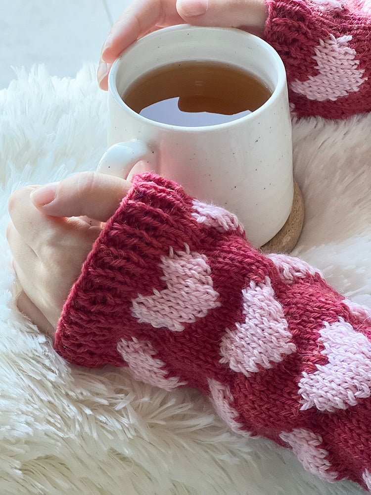Heart Wrist Warmers Knitting Pattern - Handy Little Me Shop