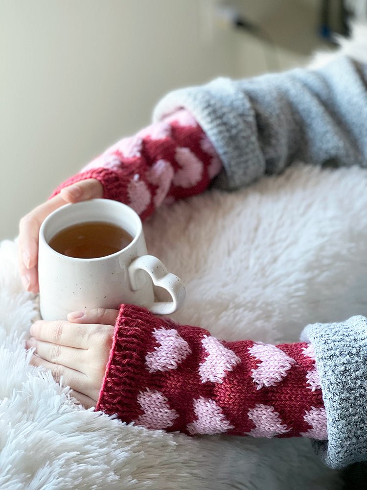 Heart Wrist Warmers Knitting Pattern - Handy Little Me Shop