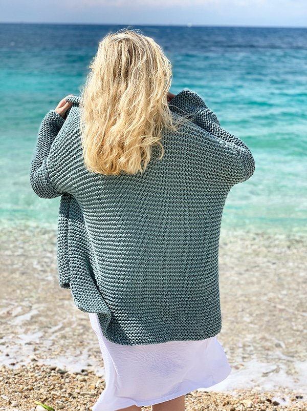 back view of knit sweater