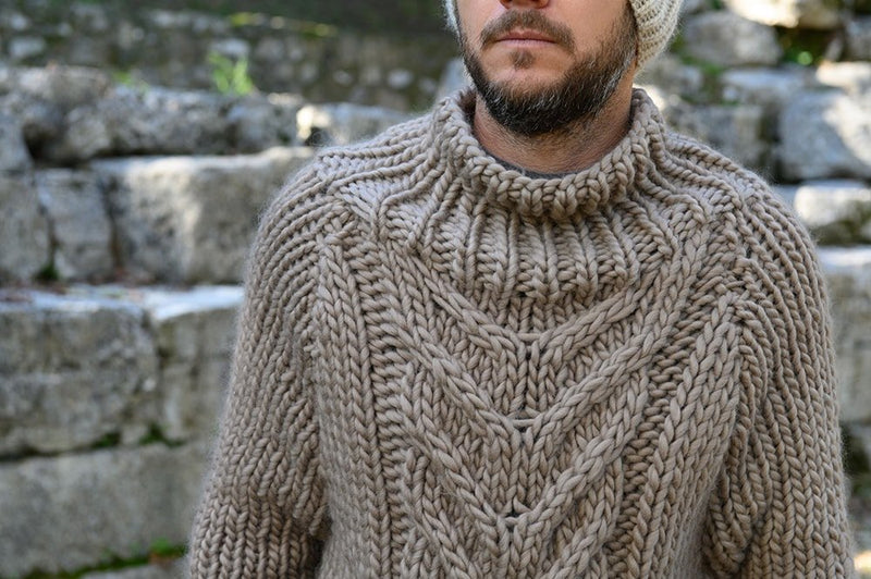 men's staghorn cable sweater