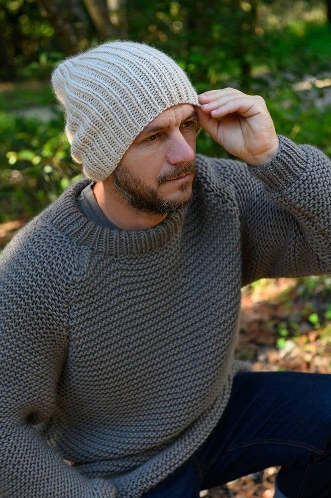mens sweater and beanie knitted