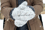 cable knit mittens in lion brand wool ease thick and quick yarn