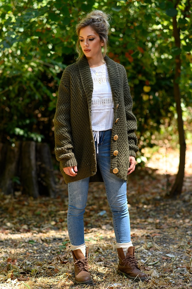 The Irish Moss Stitch Cardigan Knitting Pattern - Handy Little Me Shop