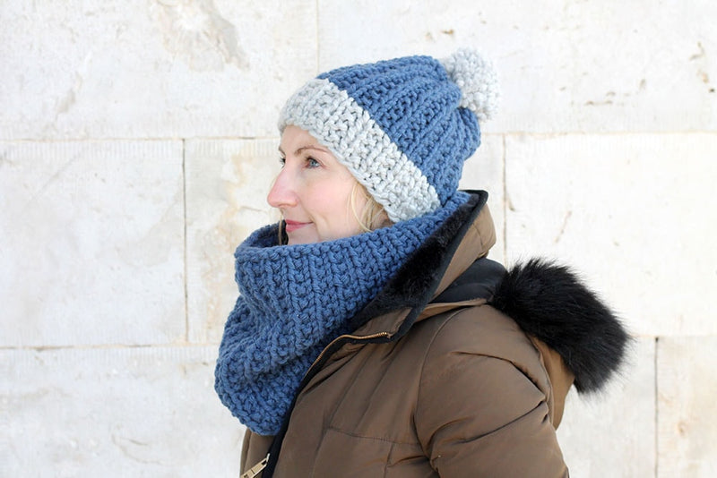 ribbed hat and cowl pattern