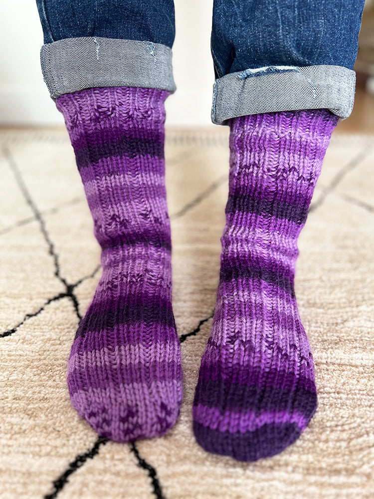 Basic Sock Knitting Pattern and Self Striping Yarn