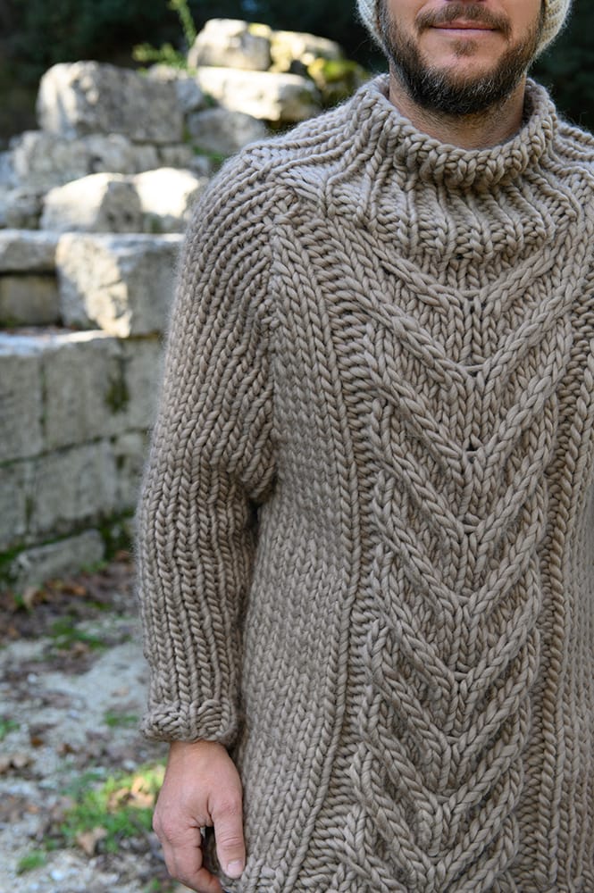 staghorn cable chunky knit jumper